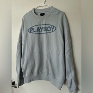 PLAYBOY PacSun Women’s Light Blueish Gray Crewneck Sweatshirt